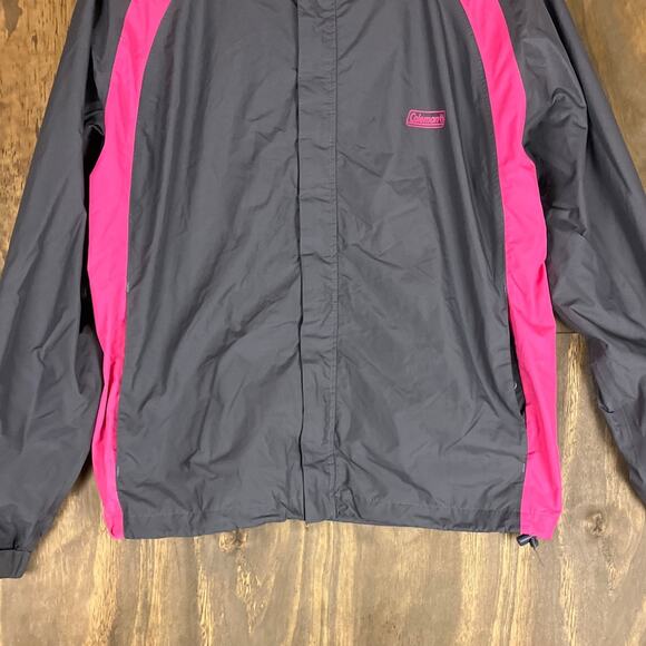 Coleman Womens Jacket Gray Pink Windbreaker Zip Up Outdoor 100% Nylon L/XL - Picture 3 of 11